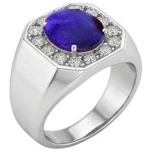 Oval Lightning Opal Men's Natural Earth Mined Diamond Ring Gold Jewellery