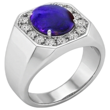 Oval Lightning Opal Men's Natural Earth Mined Diamond Ring Gold Jewellery
