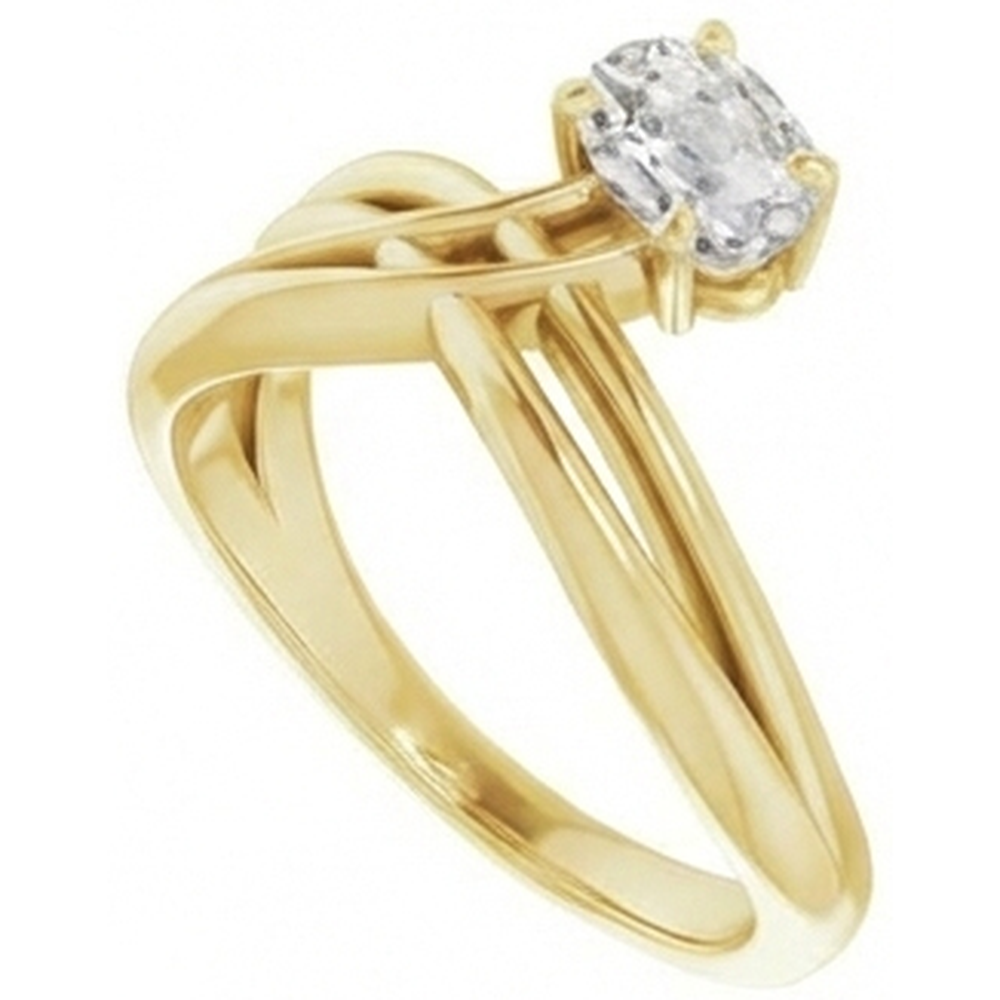 Solitaire Engagement Ring 14K Yellow Gold with Diamond – front view