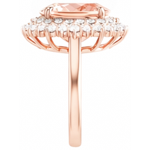 Oval Morganite And Round Natural Earth Mined Diamonds 14 Ct Ring Gold Rose 14K