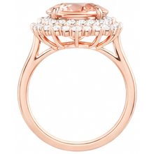 Oval Morganite And Round Natural Earth Mined Diamonds 14 Ct Ring Gold Rose 14K