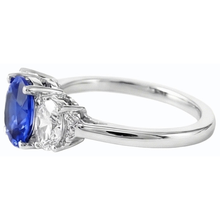 Oval Natural Earth Mined Diamond Anniversary Ring Blue Sapphire Stone 2.50 Carats
