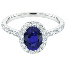 Oval Natural Earth Mined Diamond Halo Engagement Ring 5.50 Carats Ceylon Sapphire Accented