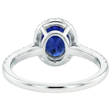 Oval Natural Earth Mined Diamond Halo Engagement Ring 5.50 Carats Ceylon Sapphire Accented