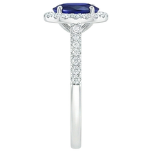 Oval Natural Earth Mined Diamond Halo Engagement Ring 5.50 Carats Ceylon Sapphire Accented