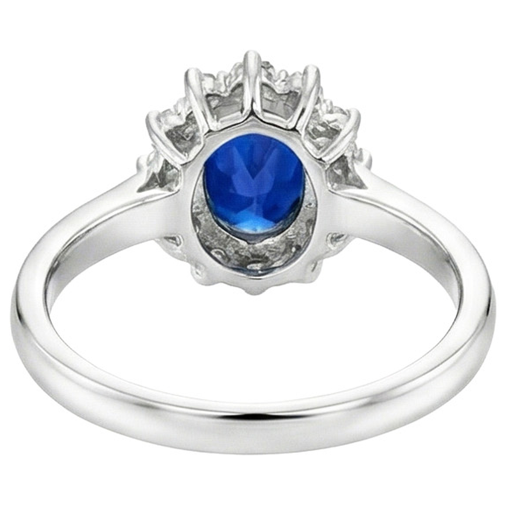 natural round sapphire 4ct ring on white background