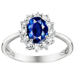 Natural Sapphire Ring 4ct - White Gold 14K