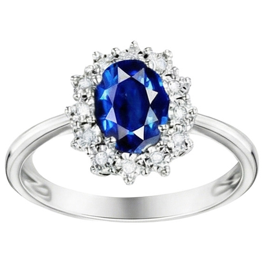 natural round sapphire 4ct ring front view