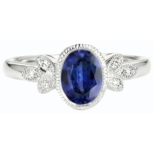 Oval Natural Earth Mined Diamond Ring Bezel Set Blue Sapphire 3 Carats Antique Style Gold