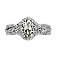 Oval Old Cut Genuine Diamond Halo Ring Gold Split Shank 5 Carats