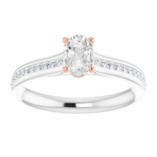 Oval Old Cut Genuine Diamond Ring Two Tone Prong Channel Set 4.40 Carats