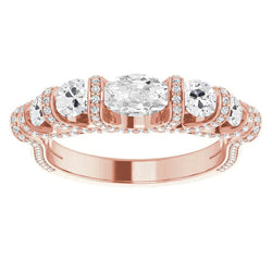 Oval Old Cut Real Natural Earth Mined Diamond Engagement Ring 10 Carats Bar Set Jewellery