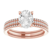 Oval Old Cut Real Diamond Engagement Ring Set Prongs 9 Carats