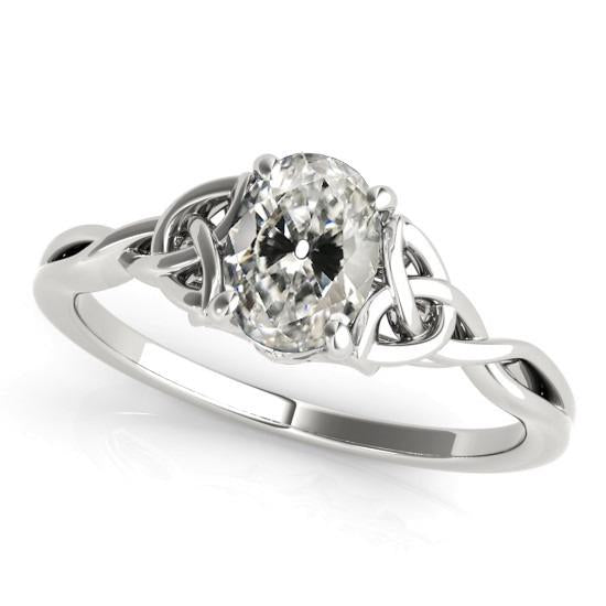 Oval Old Cut Real Diamond Solitaire Ring Infinity Knot Style 3 Carats