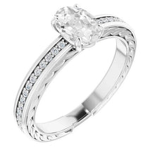 Oval Old European Genuine Diamond Ring Leaf Style 5.25 Carats Filigree Shank