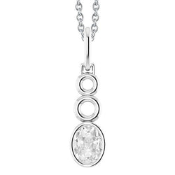 Oval Old Mine Cut 2 Carats Real Diamond Pendant With Chain Bezel Set