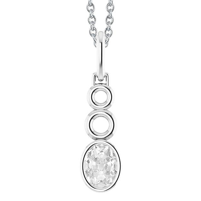 Oval Old Mine Cut 2 Carats Real Diamond Pendant With Chain Bezel Set