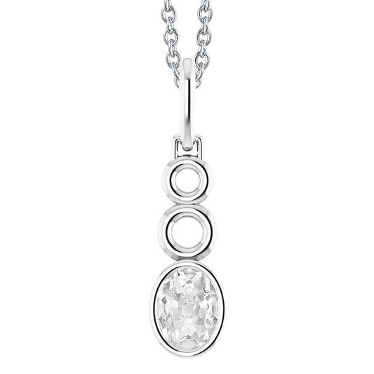 Oval Old Mine Cut 2 Carats Real Diamond Pendant With Chain Bezel Set