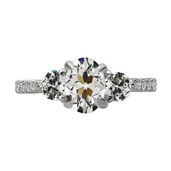 Oval Old Mine Cut Genuine Diamond Ring 3 Stone Style 5.50 Carats Gold