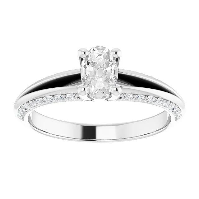 Oval Old Mine Cut Genuine Diamond Ring Prong Set 5.15 Carats Split Shank