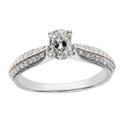 Oval Old Mine Cut Genuine Diamond Ring With Double Row Accents 3.50 Carats