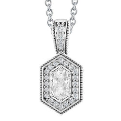 Oval Old Mine Cut Halo Natural Diamond Pendant Antique Style 5 Carats Gold 14K