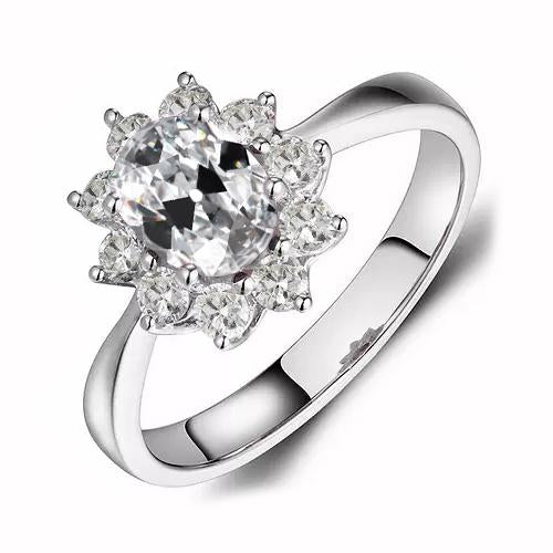 Oval Old Mine Cut Halo Natural Diamond Ring Star Style Jewelry 3.50 Carats