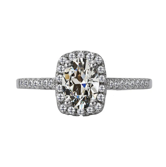 Oval Old Mine Cut Natural Diamond Halo Ring 5.50 Carats