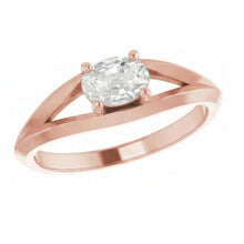 Oval Old Mine Cut Natural Earth Mined Diamond Solitaire Ring Split Shank 3 Carats