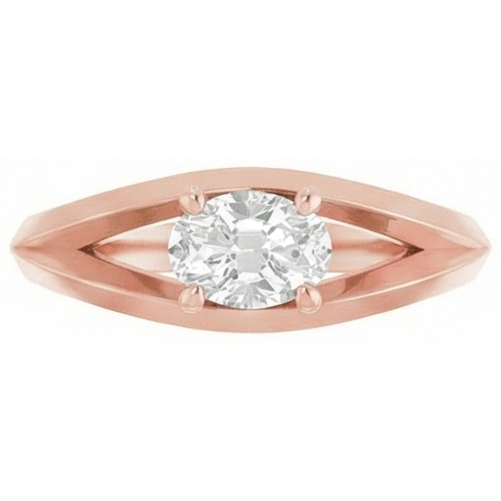 Oval Old Mine Cut Natural Earth Mined Diamond Solitaire Ring Split Shank 3 Carats