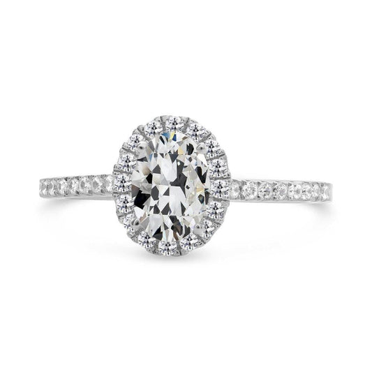 Oval Old Mine Cut Real Diamond Halo Ring Women's Jewelry 5.50 Carats