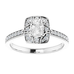Oval Old Miner Natural Earth Mined Diamond Halo Ring 14K White Gold 4.70 Carats