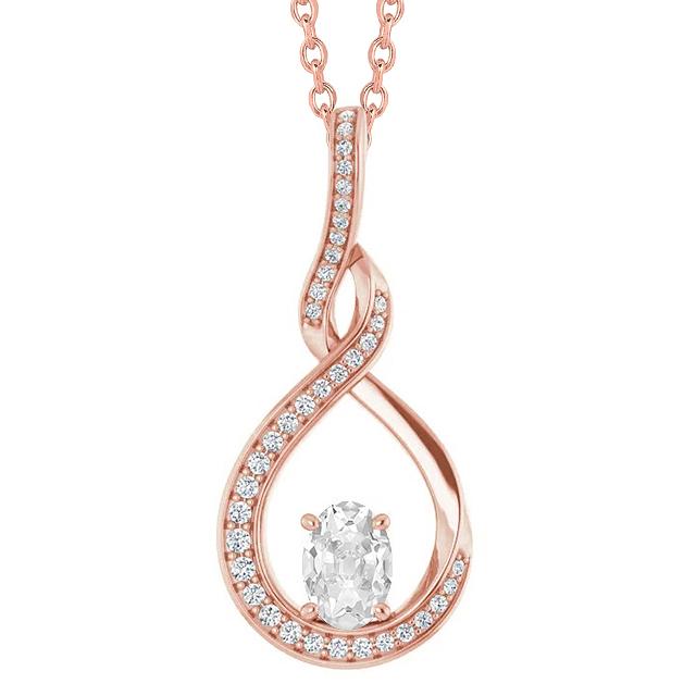 Oval Old Miner Genuine Diamond Pendant Slide With Chain 3 Carats Twisted Style