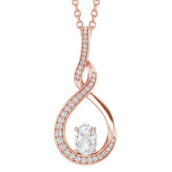 Oval Old Miner Genuine Natural Earth Mined Diamond Pendant Slide With Chain 3 Carats Twisted Style