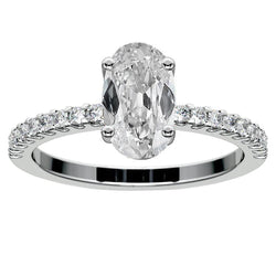 Oval Old Miner Genuine Diamond Round Engagement Ring 4 Prong Set 7 Carats