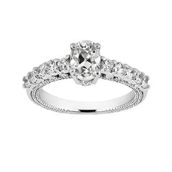 Oval Old Miner Genuine Natural Earth Mined Diamond Wedding Ring 3 Carats Gold Women Jewellery