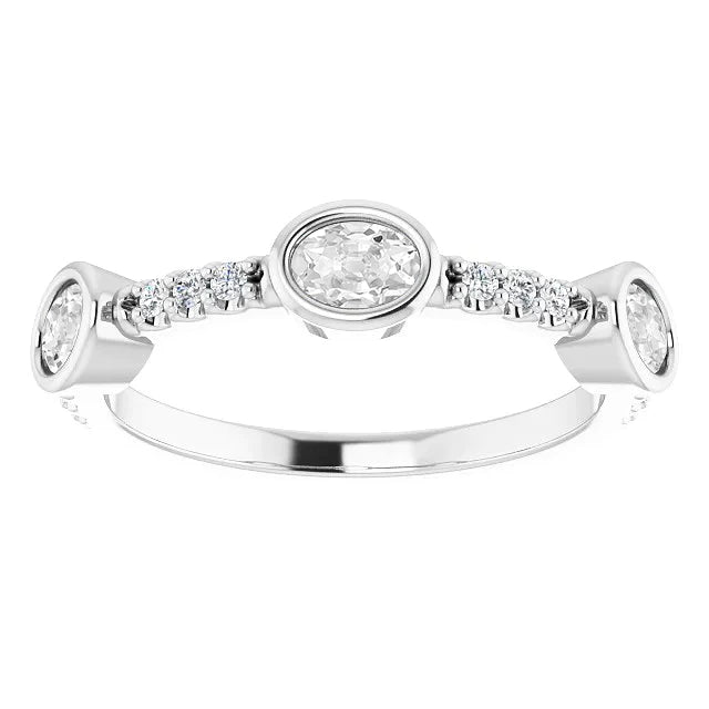 Oval Old Miner Natural Diamond Half Eternity Band Prong Bezel Set 5.75 Carats