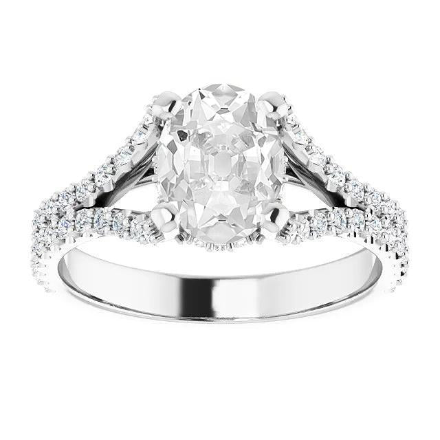 Oval Old Miner Natural Diamond Ring Prong Set Split Shank 7 Carats
