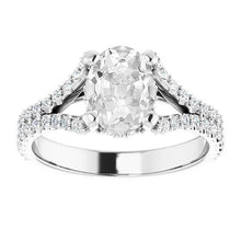 Oval Old Miner Natural Diamond Ring Prong Set Split Shank 7 Carats