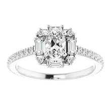 Oval Old Miner Real Diamond Ring With Round & Baguette Accents 4.25 Carats