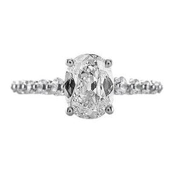 Oval Old Miner Real Natural Earth Mined Diamond Solitaire Ring With Accents Jewellery 3 Carats