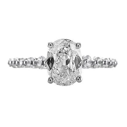 Oval Old Miner Real Diamond Solitaire Ring With Accents Jewelry 3 Carats