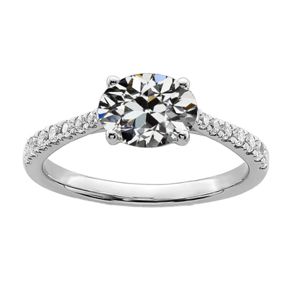 Oval Old Miner Real Diamond Wedding Ring 4 Prong Set 4.50 Carats Gold 14K