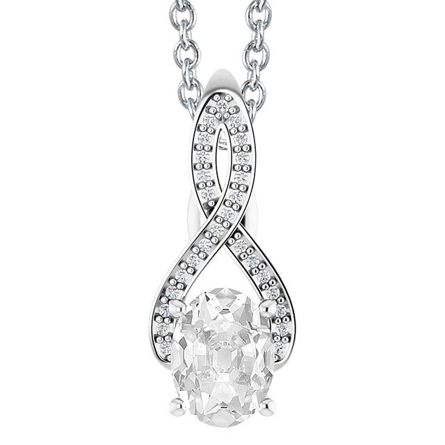 Oval Old Miner & Round Genuine Diamond Pendant 4.50 Carats Split Shank