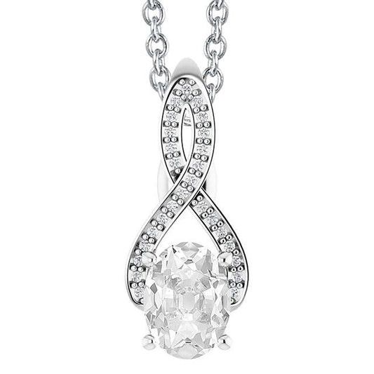 Oval Old Miner & Round Genuine Diamond Pendant 4.50 Carats Split Shank