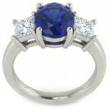 Oval Princess Cut 2.25 Ct Ceylon Sapphire Natural Earth Mined Diamonds Ring White Gold 14K