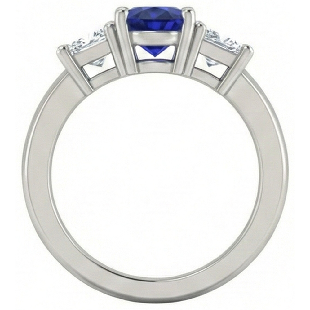 Oval Princess Cut 2.25 Ct Ceylon Sapphire Natural Earth Mined Diamonds Ring White Gold 14K