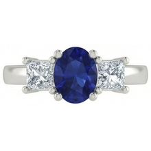 Oval Princess Cut 2.25 Ct Ceylon Sapphire Natural Earth Mined Diamonds Ring White Gold 14K