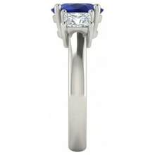 Oval Princess Cut 2.25 Ct Ceylon Sapphire Natural Earth Mined Diamonds Ring White Gold 14K