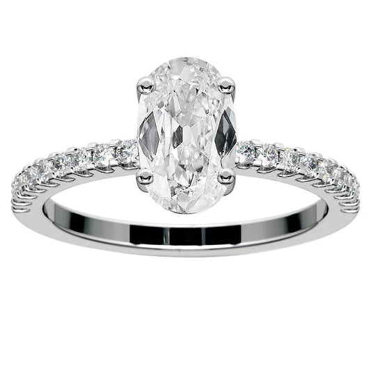 Oval Real Diamond Old Miner Wedding Ring With Round Accents 7.25 Carats